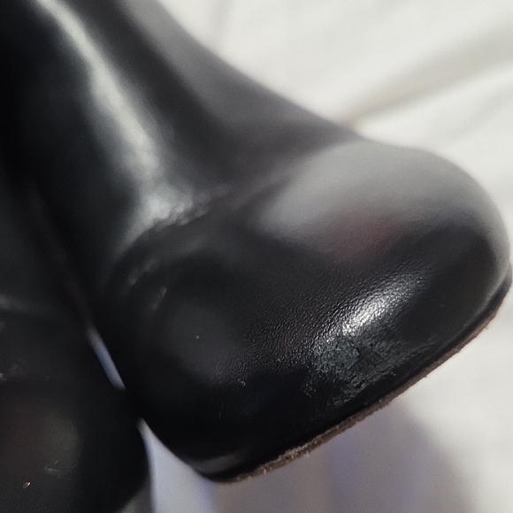 Tory Burch Black Heeled Boots with Gold Accent - Picture 15 of 16